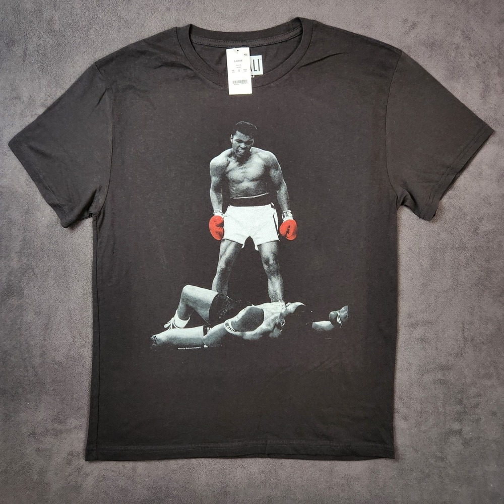 Muhammad Ali Shirt Mens Large Black Knocked Out Boxing Legend Graphic‎ Tee
